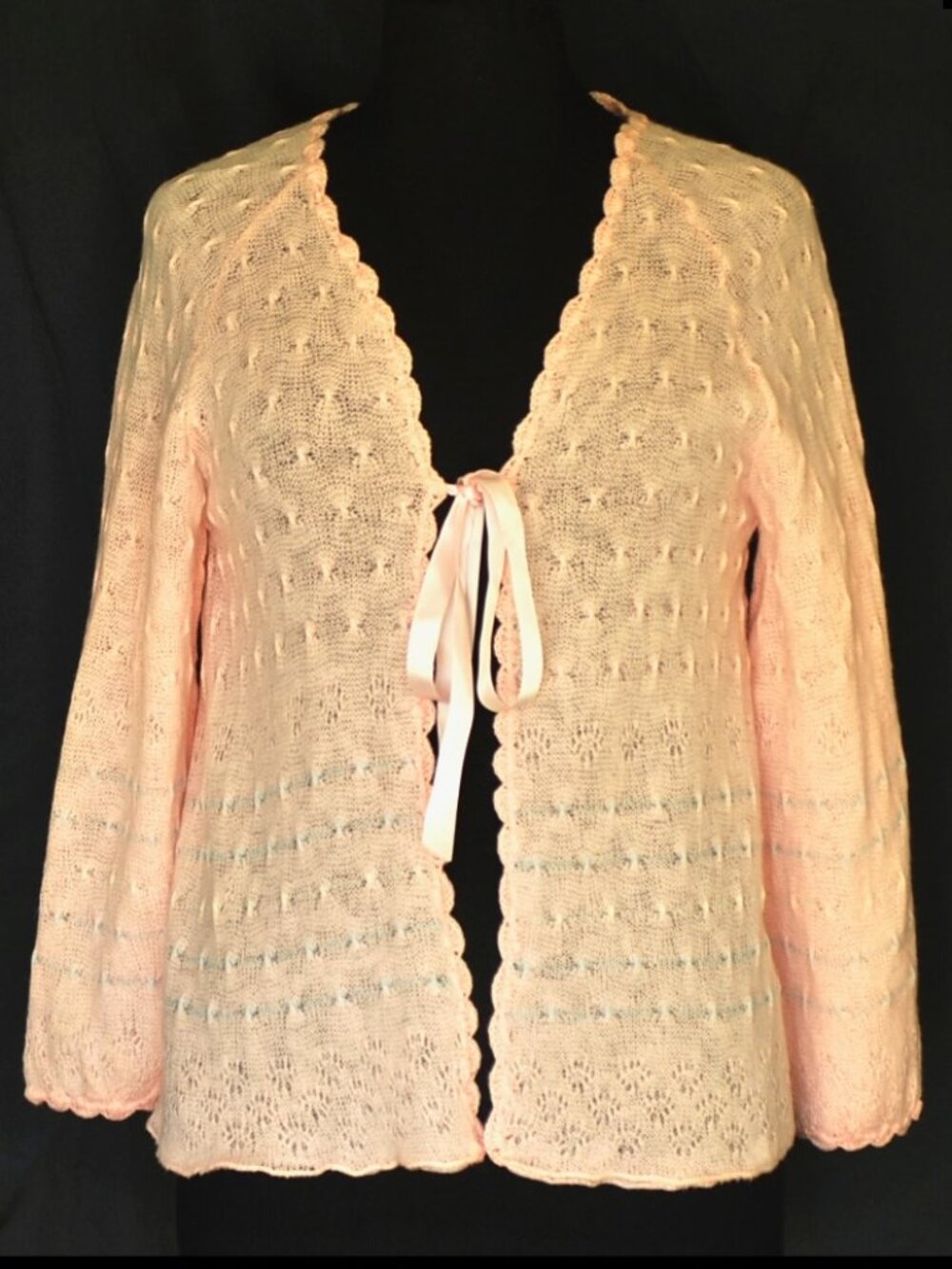 Holt Renfrew 1960's Delicate Knit Pink Wool Sweater - England